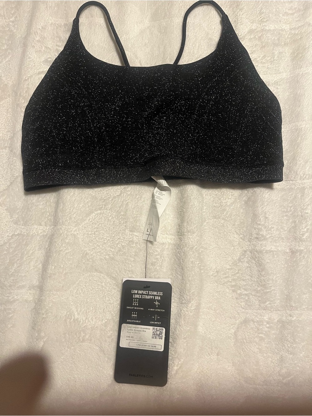 Fabletics Black Sparkle Low-Impact Seamless Strappy Bra